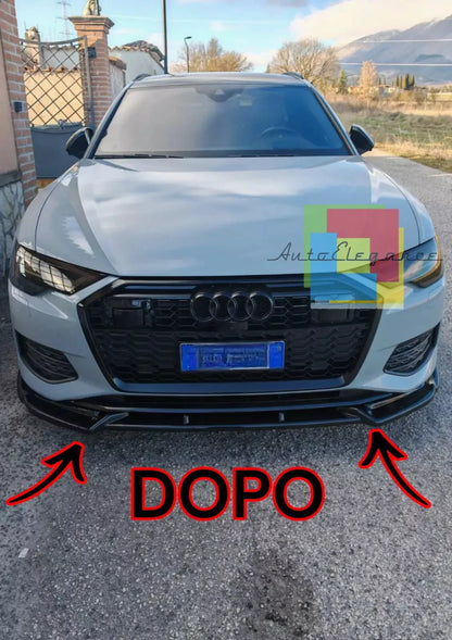 ✨0019🔥SPLITTER ADATTO PER AUDI A6 C8 A6 C8 2018+ RS6 NERO LUCIDO✨🔥