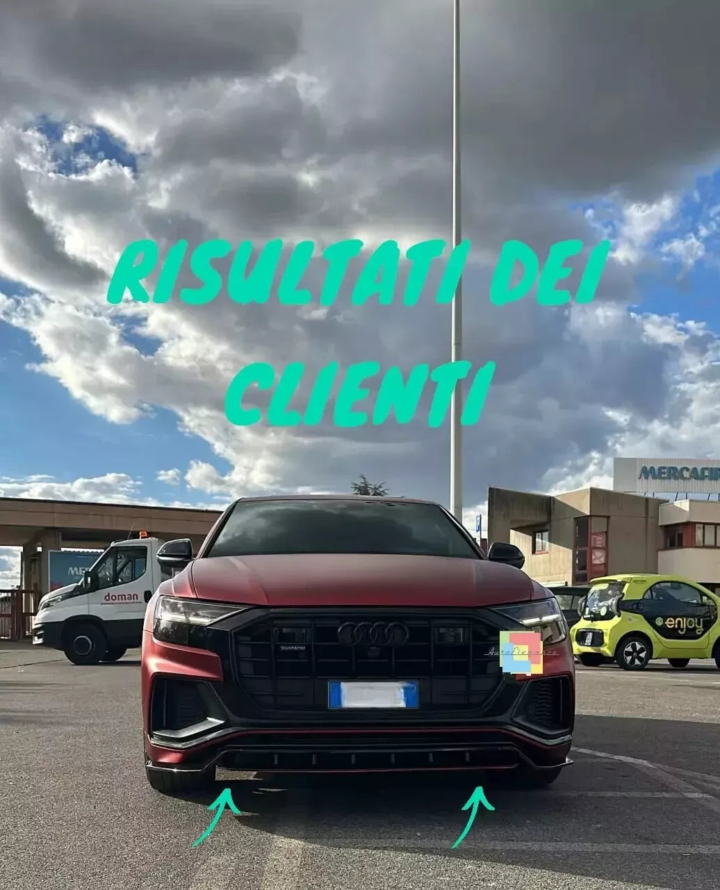 1837 🔥 SPLITTER ADATTO PER AUDI Q8 2018-2024 SLINE SQ8 NERO LUCIDO🔥