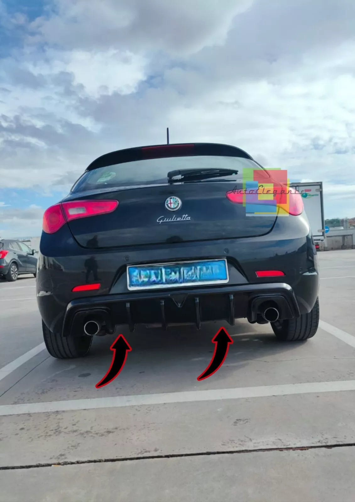 1924🔥DIFFUSORE ADATTO PER ALFA ROMEO GIULIETTA LOOK TUNING NERO LUCIDO 🔥