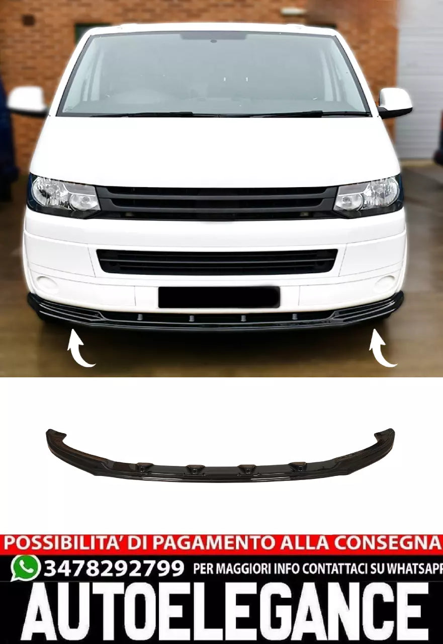 Spoiler anteriore per VW Transporter T5.1 2010-2015 nero lucido