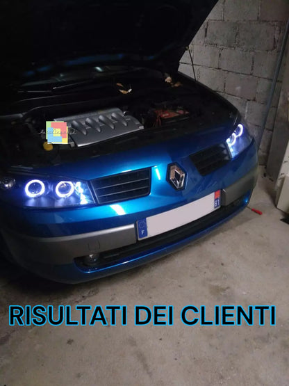 🔥2141 FARI ANTERIORI ADATTE PER RENAULT MEGANE MK2 2002-2005 ANGEL EYES NERI🔥