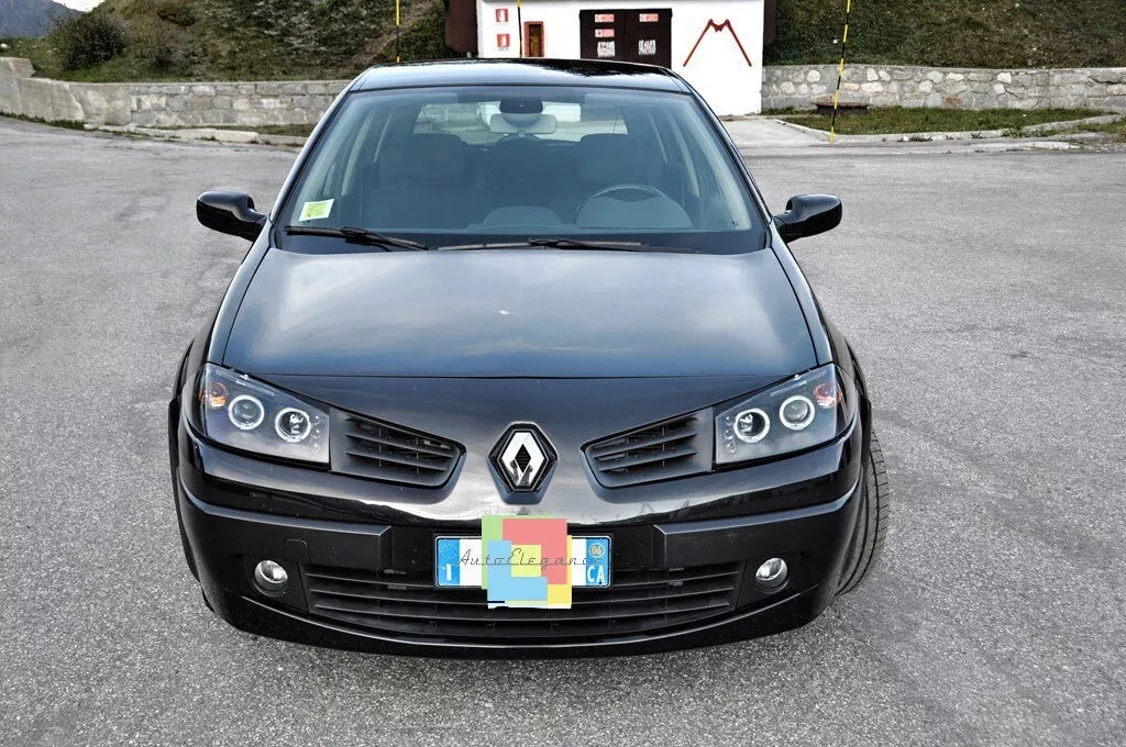 🔥2141 FARI ANTERIORI ADATTE PER RENAULT MEGANE MK2 2002-2005 ANGEL EYES NERI🔥