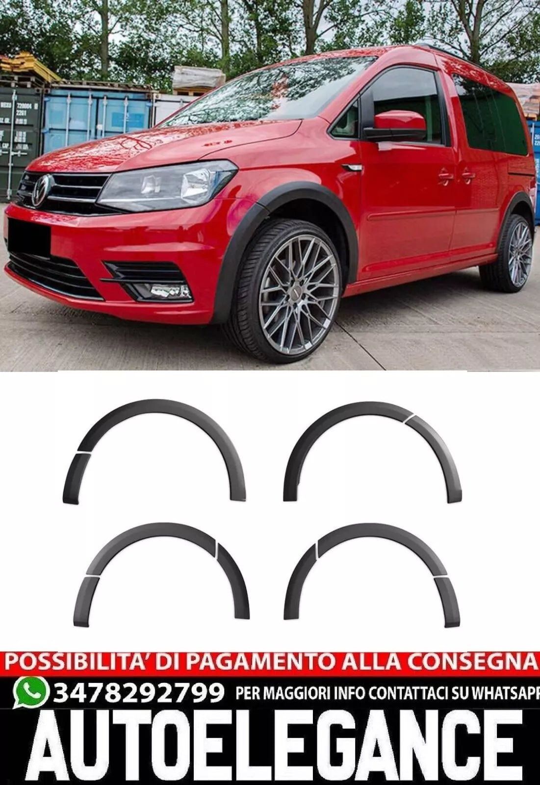 PARAFANGO ALLARGATO, ADATTO PER VW CADDY 2015+, NERO OPACO, LO SPORTIVO-