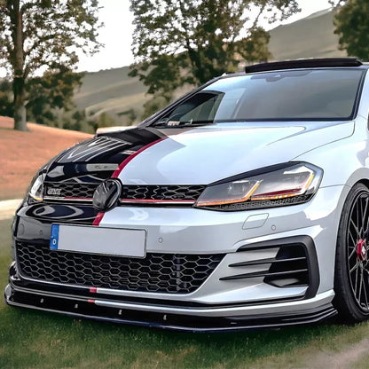 🔥0159 SPLITTER ADATTO PER VW GOLF 7.5 GTI GTD RLINE 2017-2019 NERO LUCIDO V1🔥