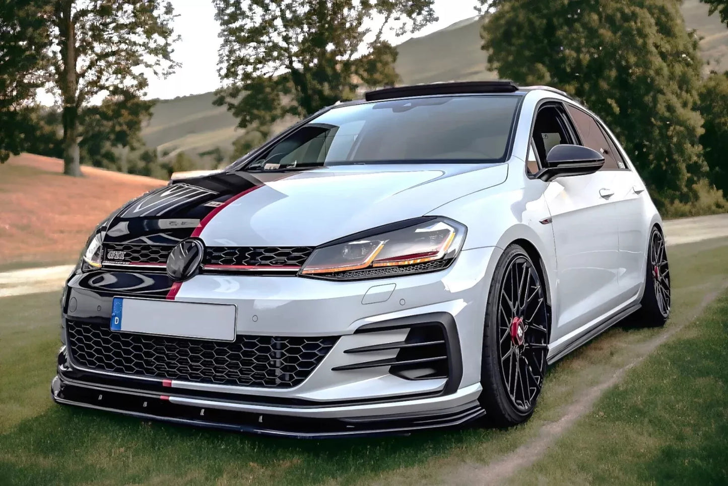 🔥0159 SPLITTER ADATTO PER VW GOLF 7.5 GTI GTD RLINE 2017-2019 NERO LUCIDO V1🔥