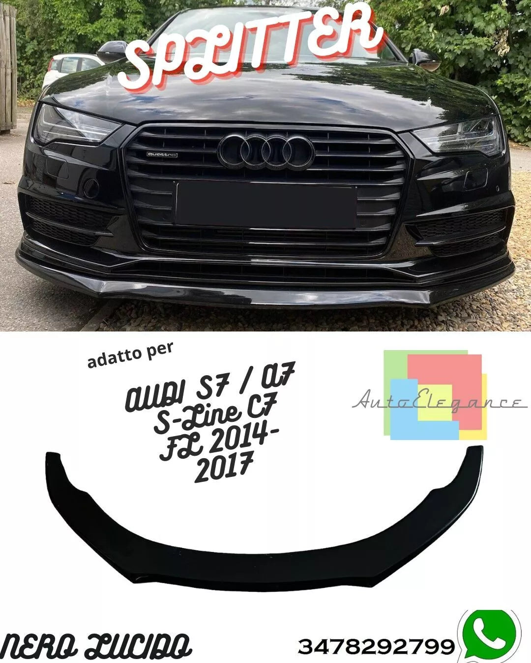 Splitter frontale AUDI S7/A7 S-Line C7 FL 2014-2017 con TÜV ABE-