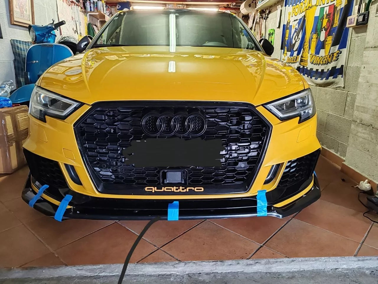 ⭐🔥0009 SPLITTER  ADATTO PER AUDI A3 8V 2017+ RS3 ABS LOOK NERO LUCIDO🔥⭐