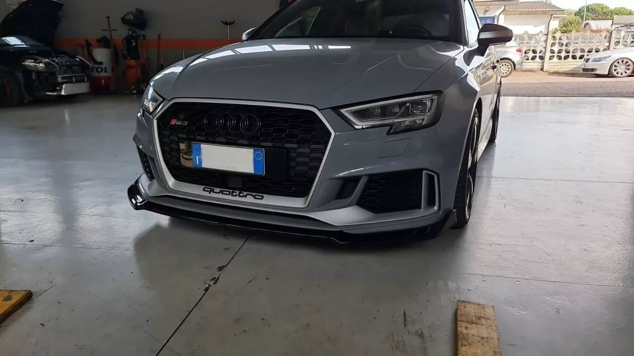 ⭐🔥0009 SPLITTER  ADATTO PER AUDI A3 8V 2017+ RS3 ABS LOOK NERO LUCIDO🔥⭐