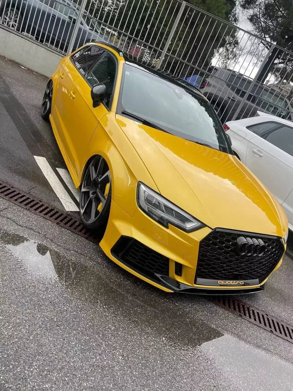 🔥0009 SPLITTER ADATTO PER AUDI A3 8V 2017-2020 RS3 NERO LUCIDO V.3 🔥
