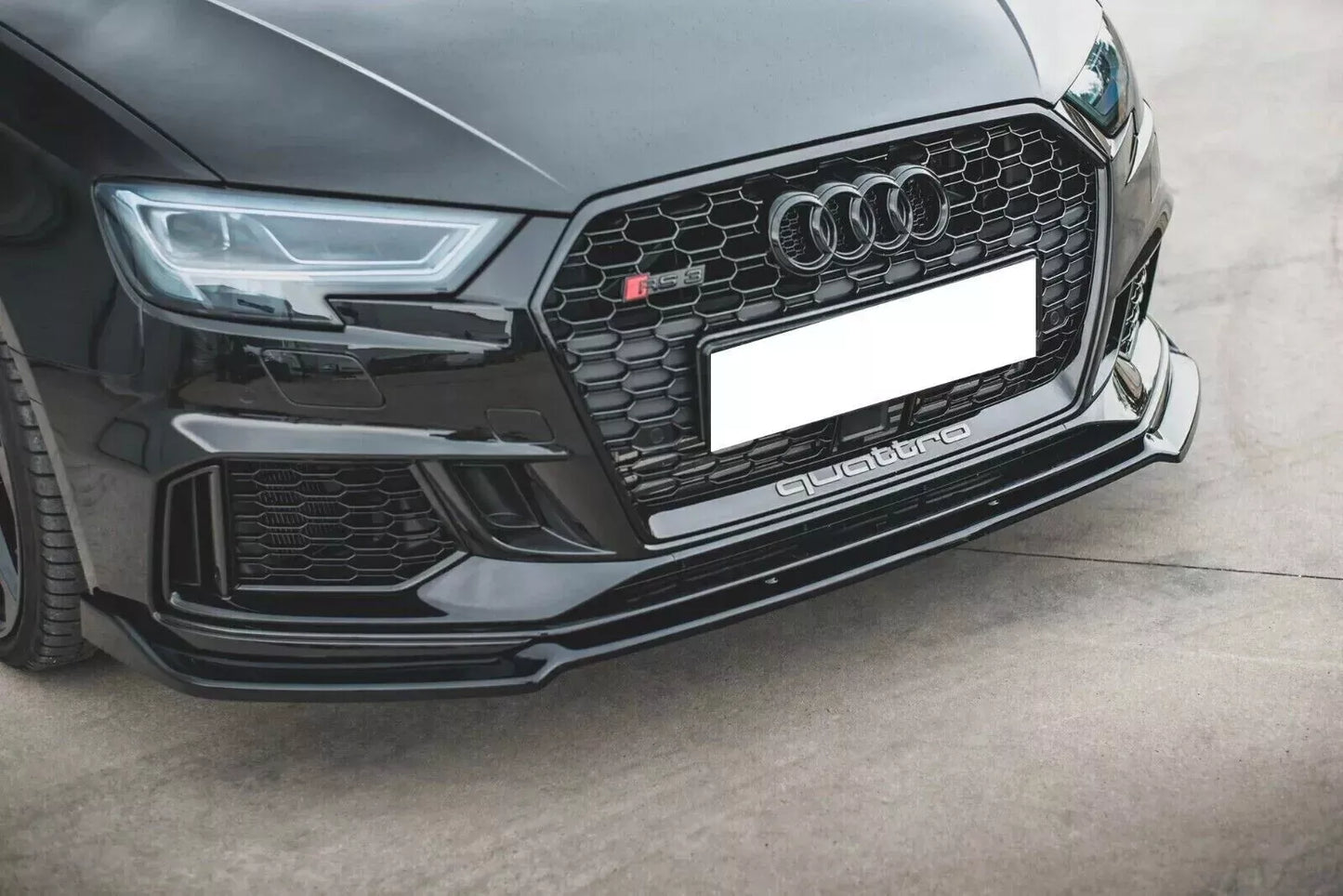 🔥0009 SPLITTER ADATTO PER AUDI A3 8V 2017-2020 RS3 NERO LUCIDO V.3 🔥