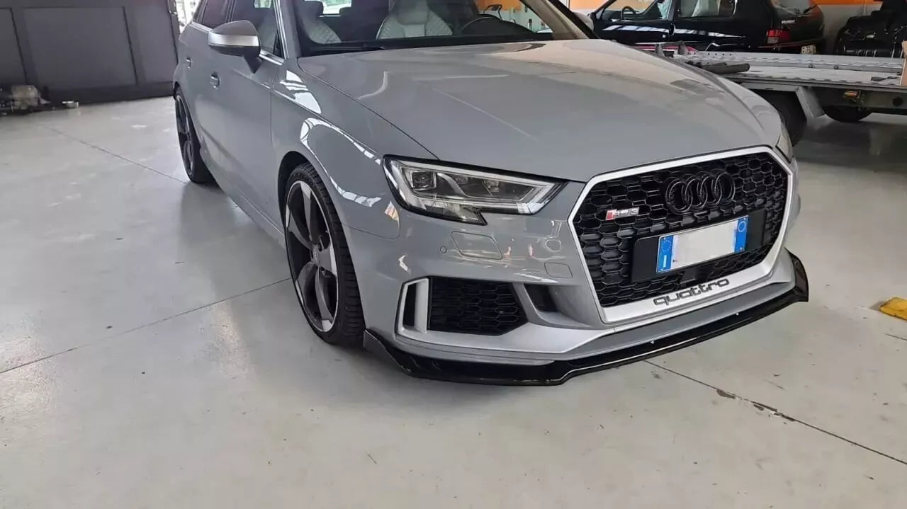 🔥0009 SPLITTER ADATTO PER AUDI A3 8V 2017-2020 RS3 NERO LUCIDO V.3 🔥
