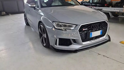 🔥0009 SPLITTER ADATTO PER AUDI A3 8V 2017-2020 RS3 NERO LUCIDO V.3 🔥