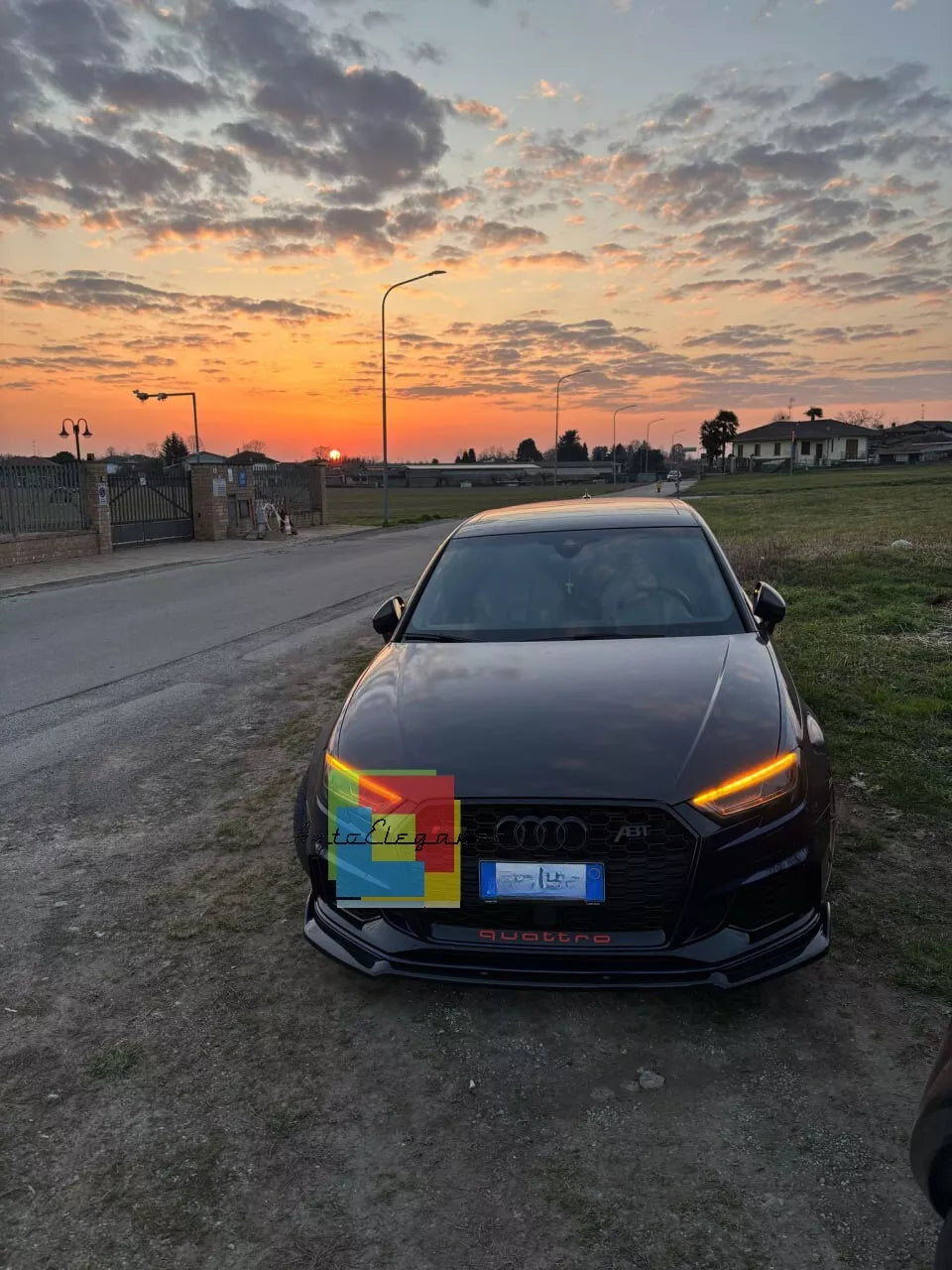 🔥0009 SPLITTER ADATTO PER AUDI A3 8V 2017-2020 RS3 NERO LUCIDO V.3 🔥