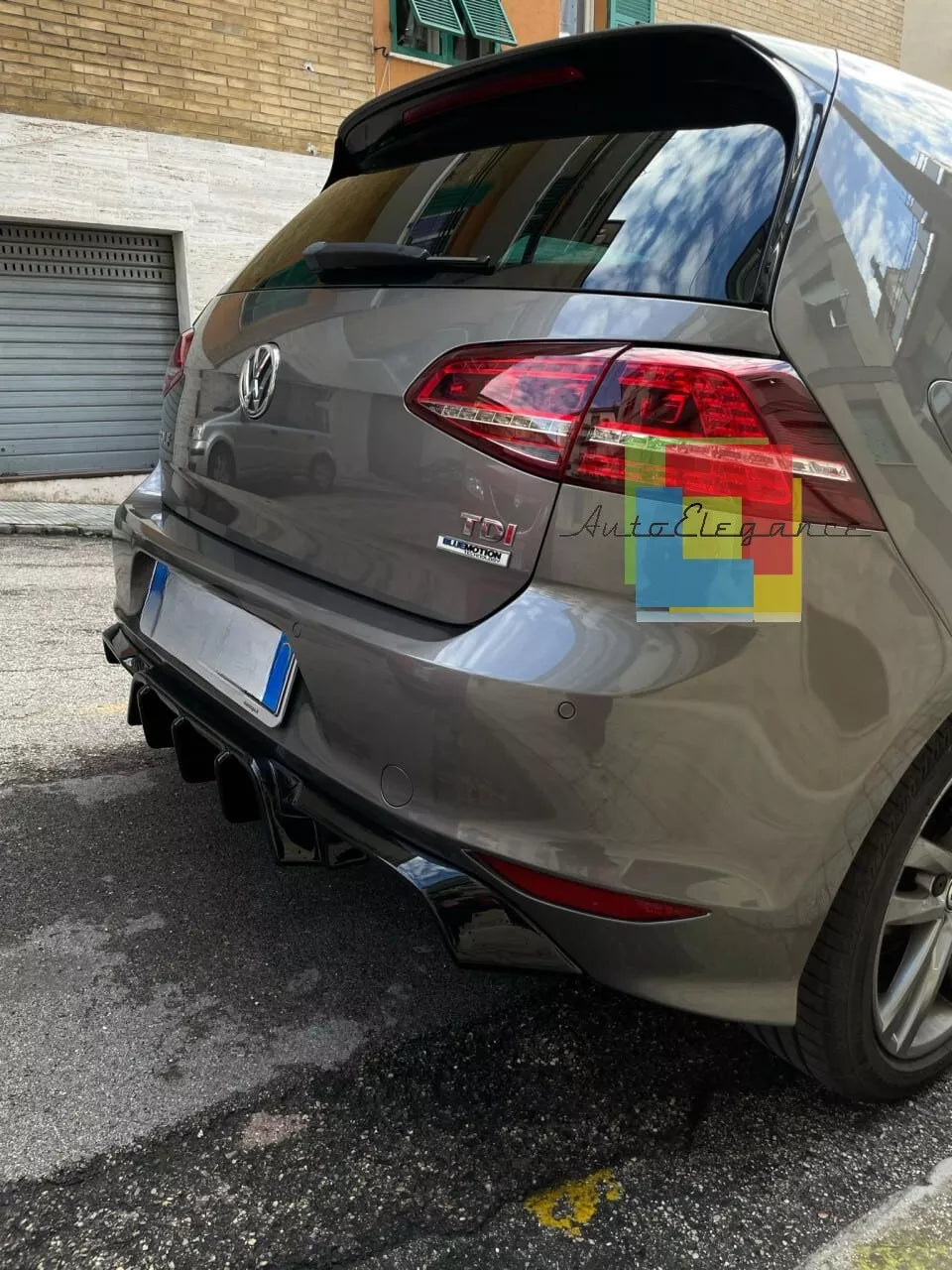 🔥1847🔥DIFFUSORE ADATTO PER VW GOLF 7 2013-2016 R-LOOK TUNING NERO LUCIDO🔥🔥