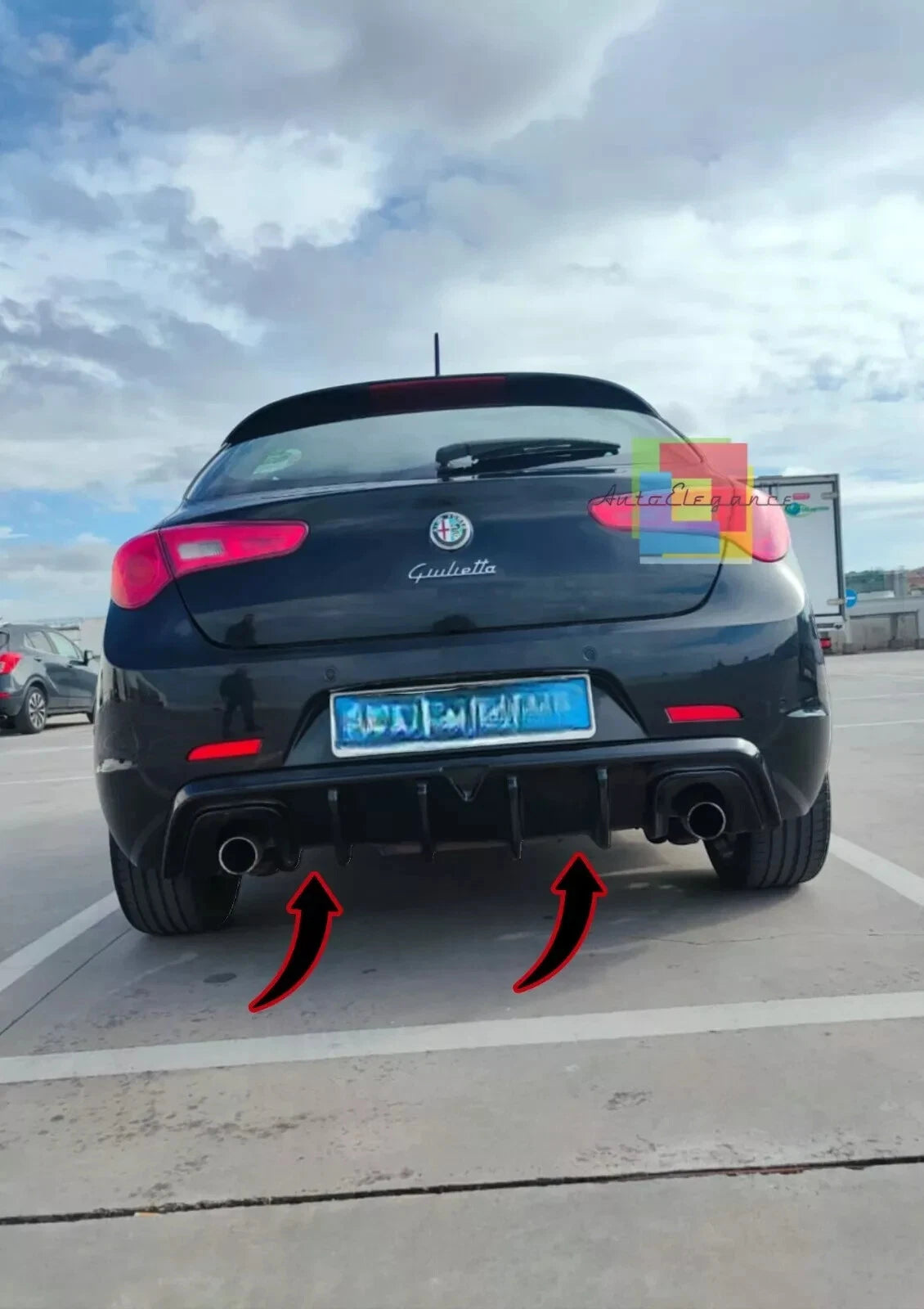 🔥1924⚡DIFFUSORE ADATTO PER ALFA ROMEO GIULIETTA LOOK TUNING NERO LUCIDO🔥⚡