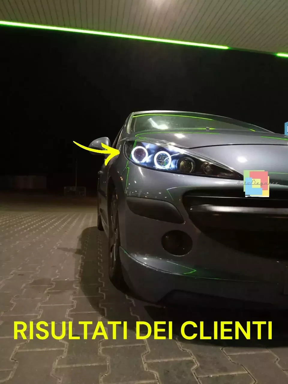 🔥1741 FARI ANTERIORI ADATTO PER PEUGEOT 207 207 CC 06-2012 NERI ANGEL EYES🔥