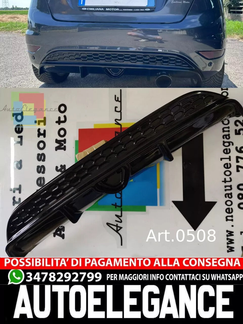 ST LOOK SOTTO PARAURTI PER FORD FIESTA MK7 2008-2017 ABS/DIFFUSORE IN PLASTICA