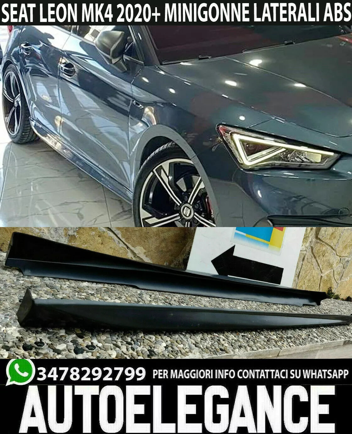 COPPIA MINIGONNE LATERALI SOTTO PORTA SEAT LEON KL MK4 2020+ DESIGN CUPRA 0152