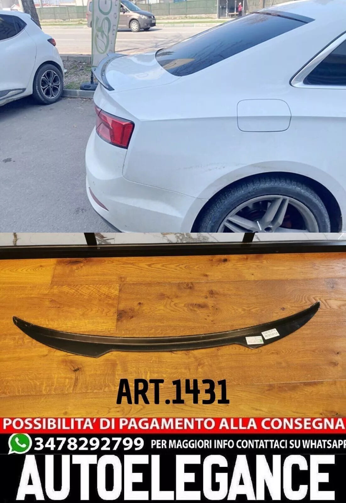 SPOILER PARAFANGO BAGAGLIAIO ADATTO PER AUDI A5 F5 2016+ DESIGN SPORTIVO NERO LUCIDO