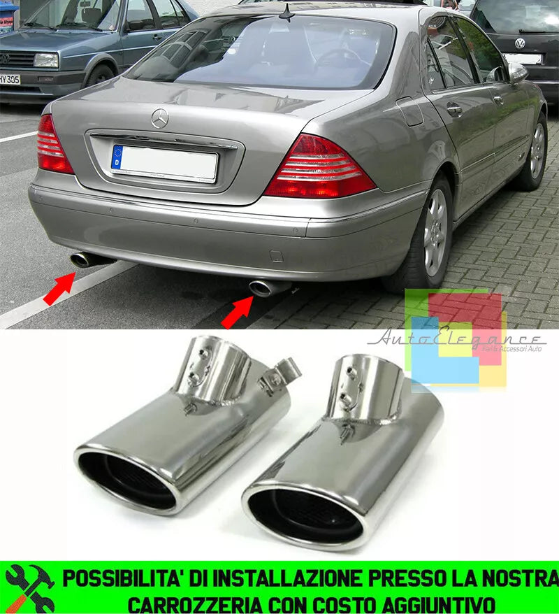 Terminali di scarico Mercedes Classe S W220 1998-2005 aspetto acciaio AMG