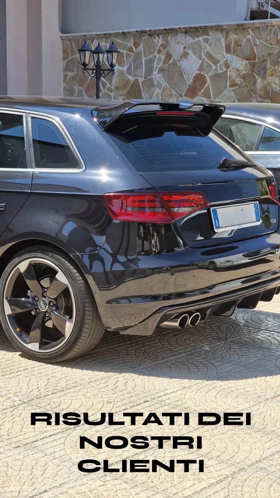 🔥DIFFUSORE ADATTO PER AUDI A3 8V RS3 12-16 LOOOK NERO LUCIDO 2SX SPORTIVO🔥
