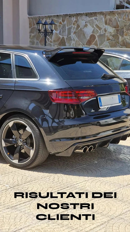 🔥DIFFUSORE ADATTO PER AUDI A3 8V RS3 12-16 LOOOK NERO LUCIDO 2SX SPORTIVO🔥