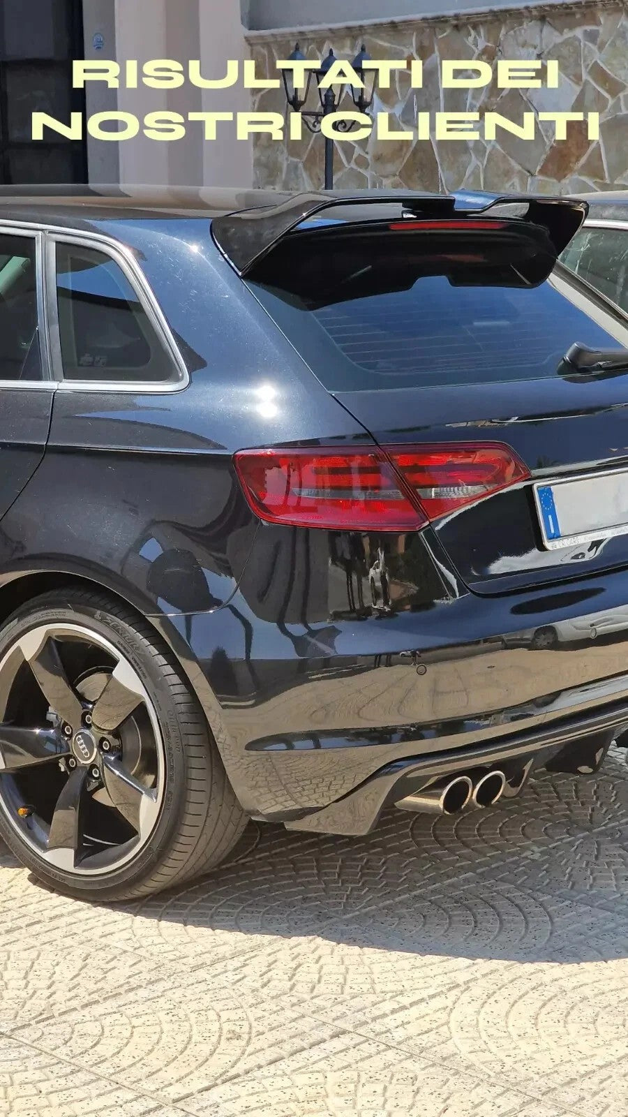🔥DIFFUSORE ADATTO PER AUDI A3 8V RS3 12-16 LOOOK NERO LUCIDO 2SX SPORTIVO🔥