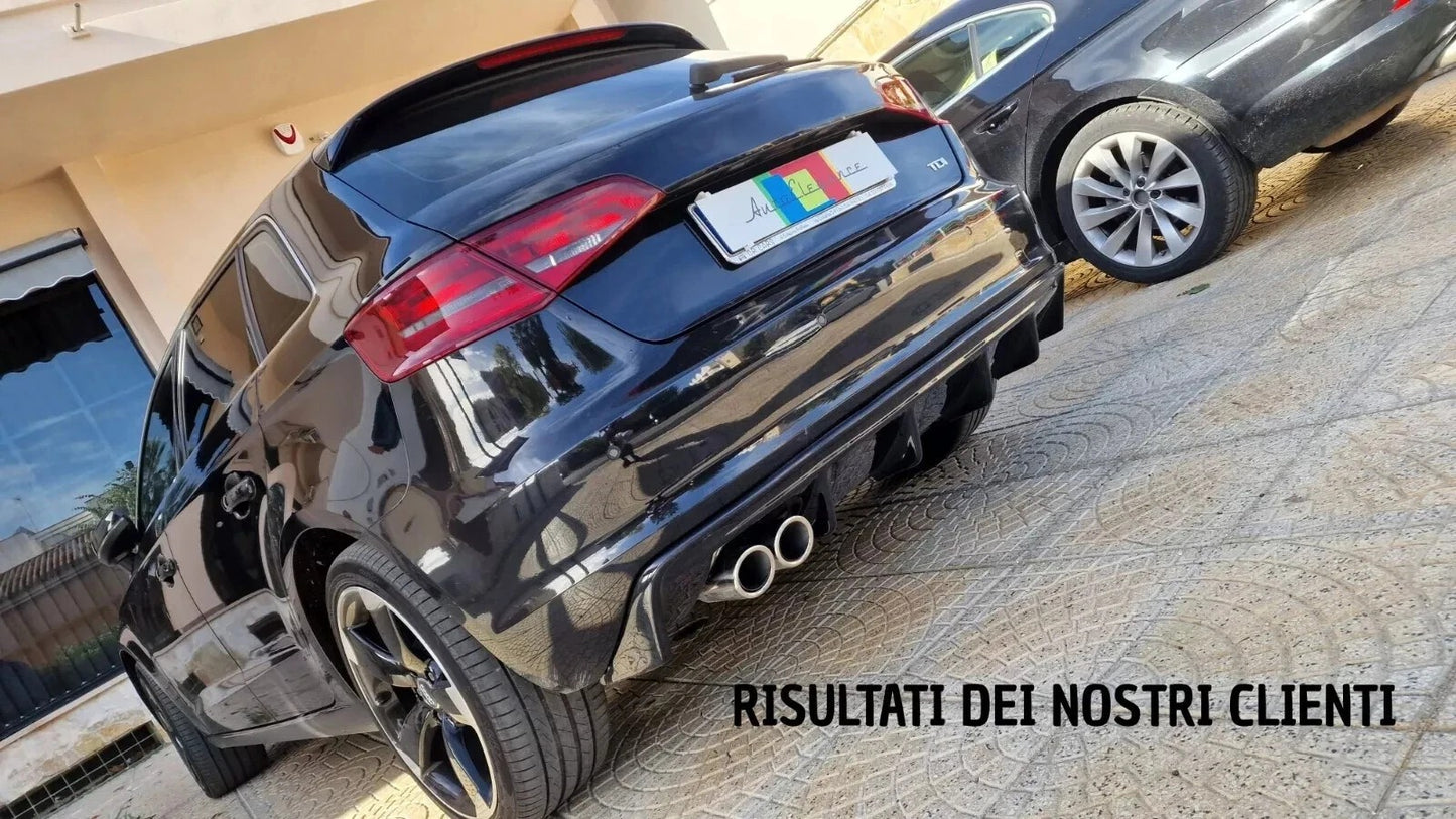 🔥DIFFUSORE ADATTO PER AUDI A3 8V RS3 12-16 LOOOK NERO LUCIDO 2SX SPORTIVO🔥