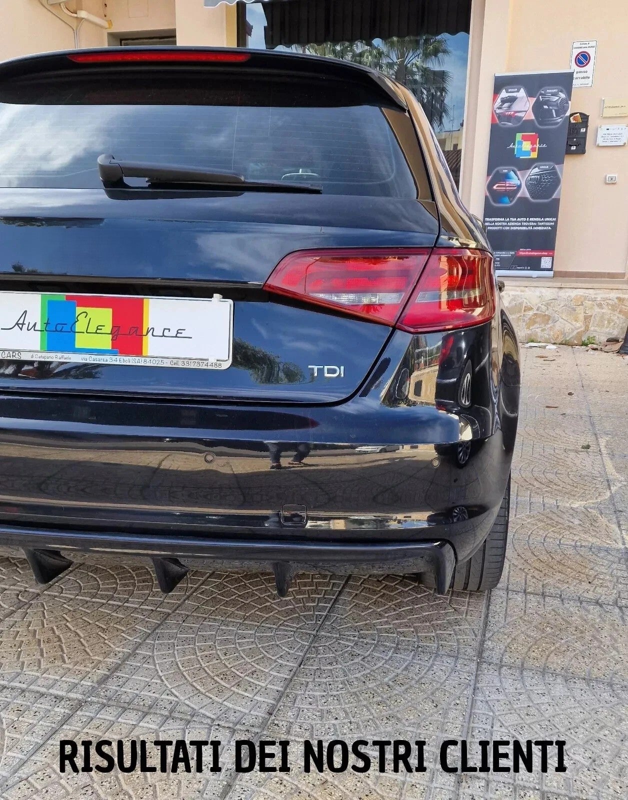 🔥DIFFUSORE ADATTO PER AUDI A3 8V RS3 12-16 LOOOK NERO LUCIDO 2SX SPORTIVO🔥