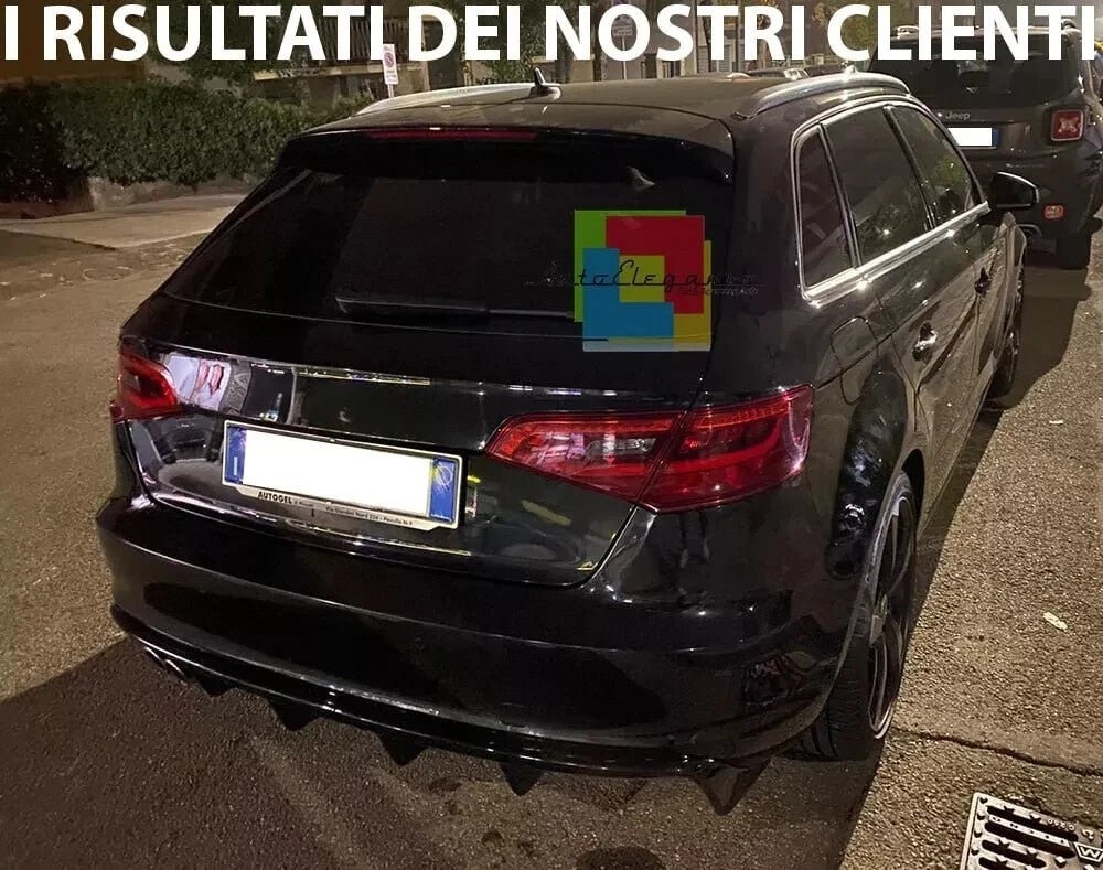 🔥DIFFUSORE ADATTO PER AUDI A3 8V RS3 12-16 LOOOK NERO LUCIDO 2SX SPORTIVO🔥