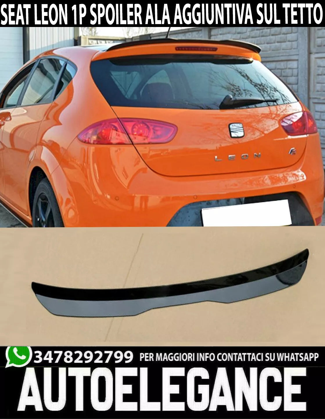 ALA AGGIUNTIVA PER SEAT LEON 1P 2005-2012 SPOILER TETTO SPORTIVO FR ABS