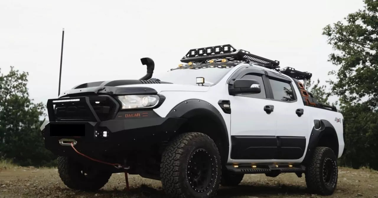 ⭐PEDANE ADATTO PER FORD RANGER 2011+ LOOK DAKAR OFF ROAD NERO OPACO ⭐