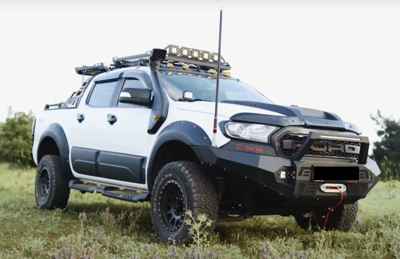 ⭐PEDANE ADATTO PER FORD RANGER 2011+ LOOK DAKAR OFF ROAD NERO OPACO ⭐