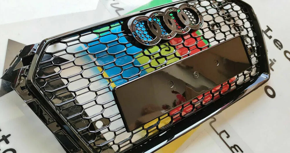 💥GRIGLIA ANTERIORE ADATTO PER AUDI A4/RS4 B9 2015+ NIDO D'APE BLACK 💥