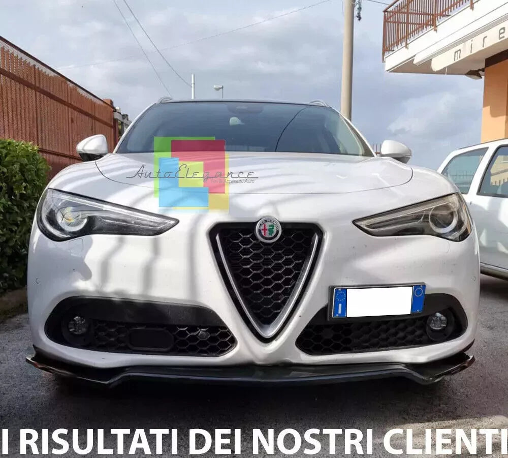 ⭐ALFA ROMEO STELVIO SPLITTER PARAURTI ANTERIORE NERO LUCIDO LOOK RS⭐