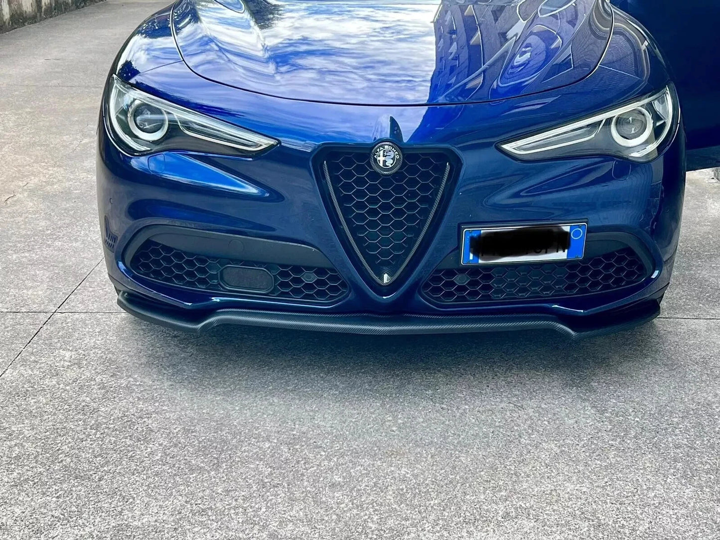 ⭐ALFA ROMEO STELVIO SPLITTER PARAURTI ANTERIORE NERO LUCIDO LOOK RS⭐