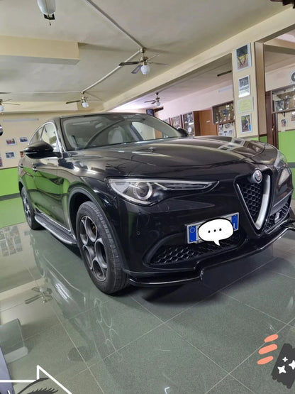 ⭐ALFA ROMEO STELVIO SPLITTER PARAURTI ANTERIORE NERO LUCIDO LOOK RS⭐