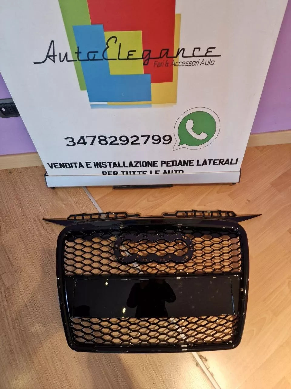 ⭐GRIGLIA ANTERIORE PER AUDI A3 8P 2005-2008 LOOK RS3 NERO LUCIDO TUNING⭐