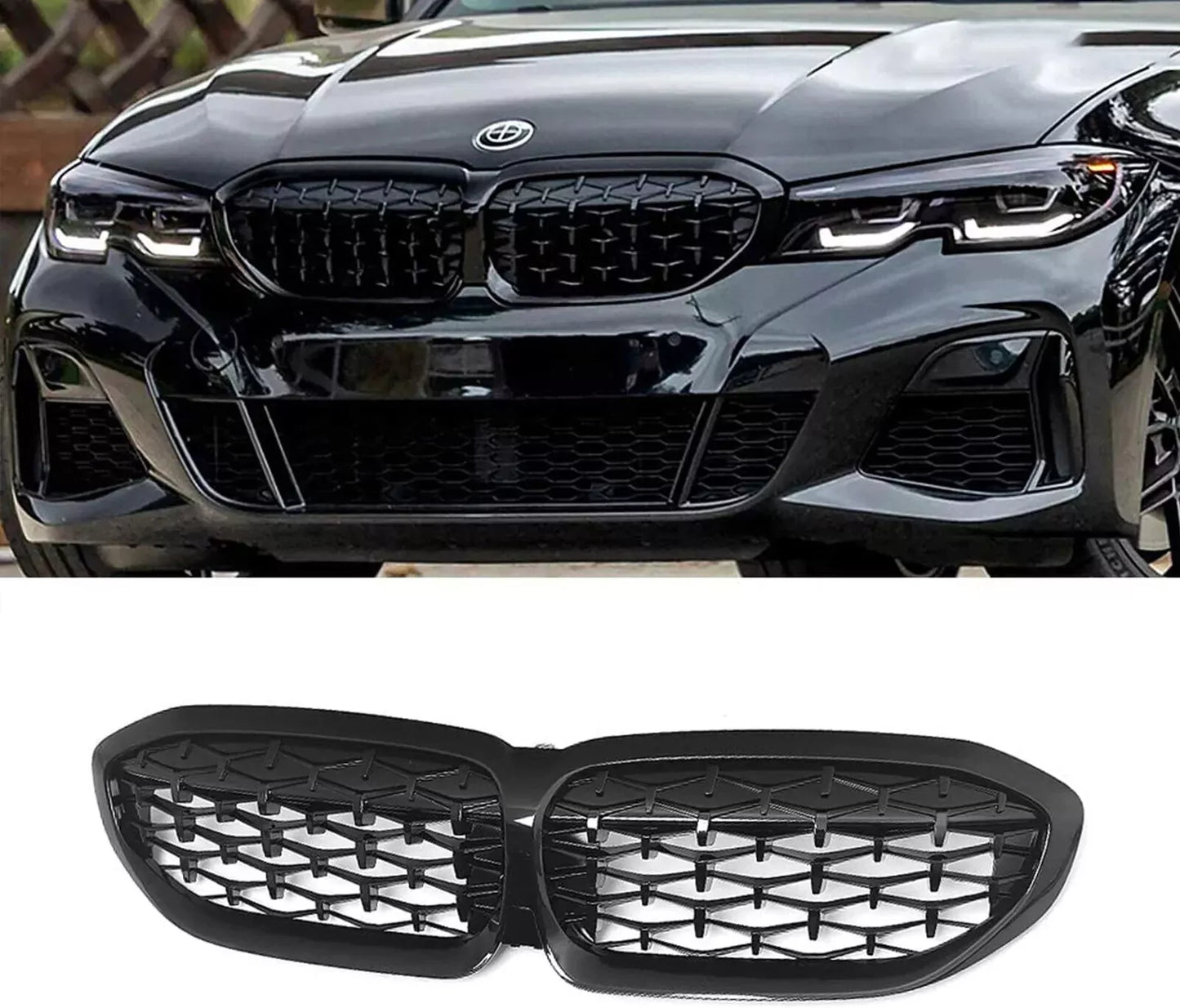 🔥BMW SERIE 3 G20 G21 GRIGLIA ANTERIORE NERA LOOK M SPORT DIAMANT🔥