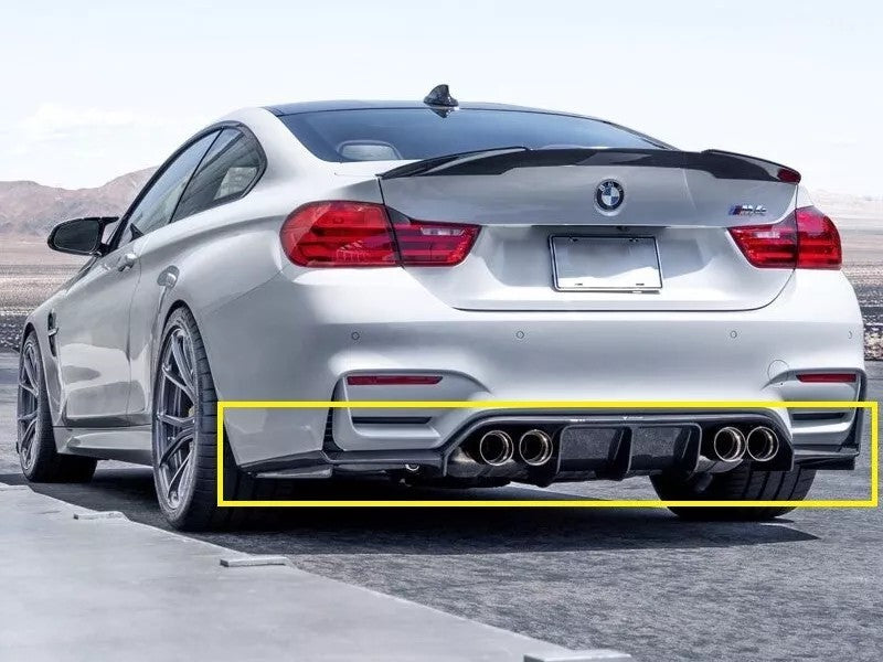 🔥DIFFUSORE POSTERIORE QUAD LOOK “V STYLE” PER BMW M3/M4 F80 F82 F83 (15–20)🔥