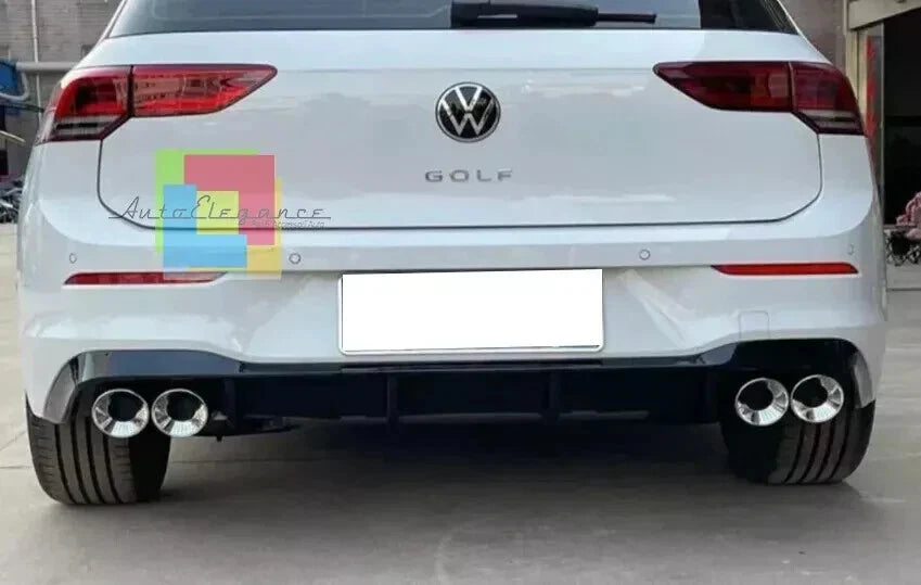 🔥0131 DIFFUSORE POSTERIORE NERO LUCIDO ADATTO PER VW GOLF 8 LOOK R TERMINALI🔥