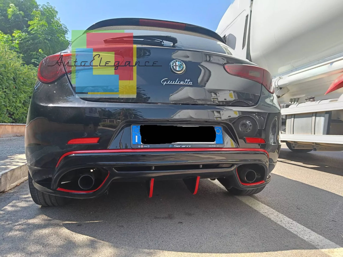 ⭐0405 DIFFUSORE ADATTO PER ALFA ROMEO GIULIETTA LOOK QUADRIFOGLIO NERO LUCIDO⭐