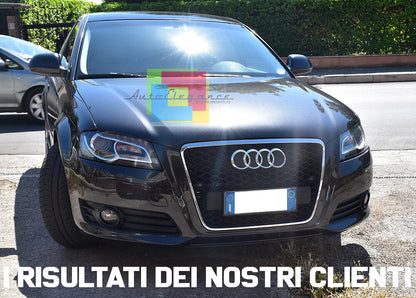 💎0926 GRIGLIA ANTERIORE NERO/CROMATO ADATTO PER AUDI A3 8P 2008-2012💎