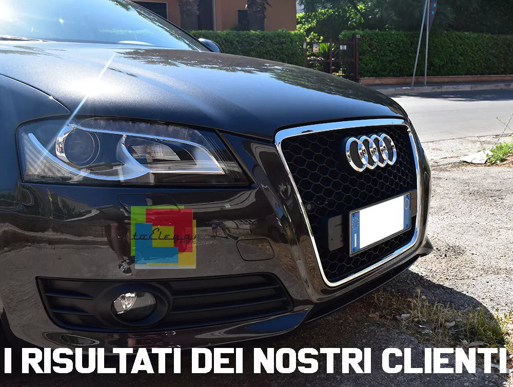 💎0926 GRIGLIA ANTERIORE NERO/CROMATO ADATTO PER AUDI A3 8P 2008-2012💎
