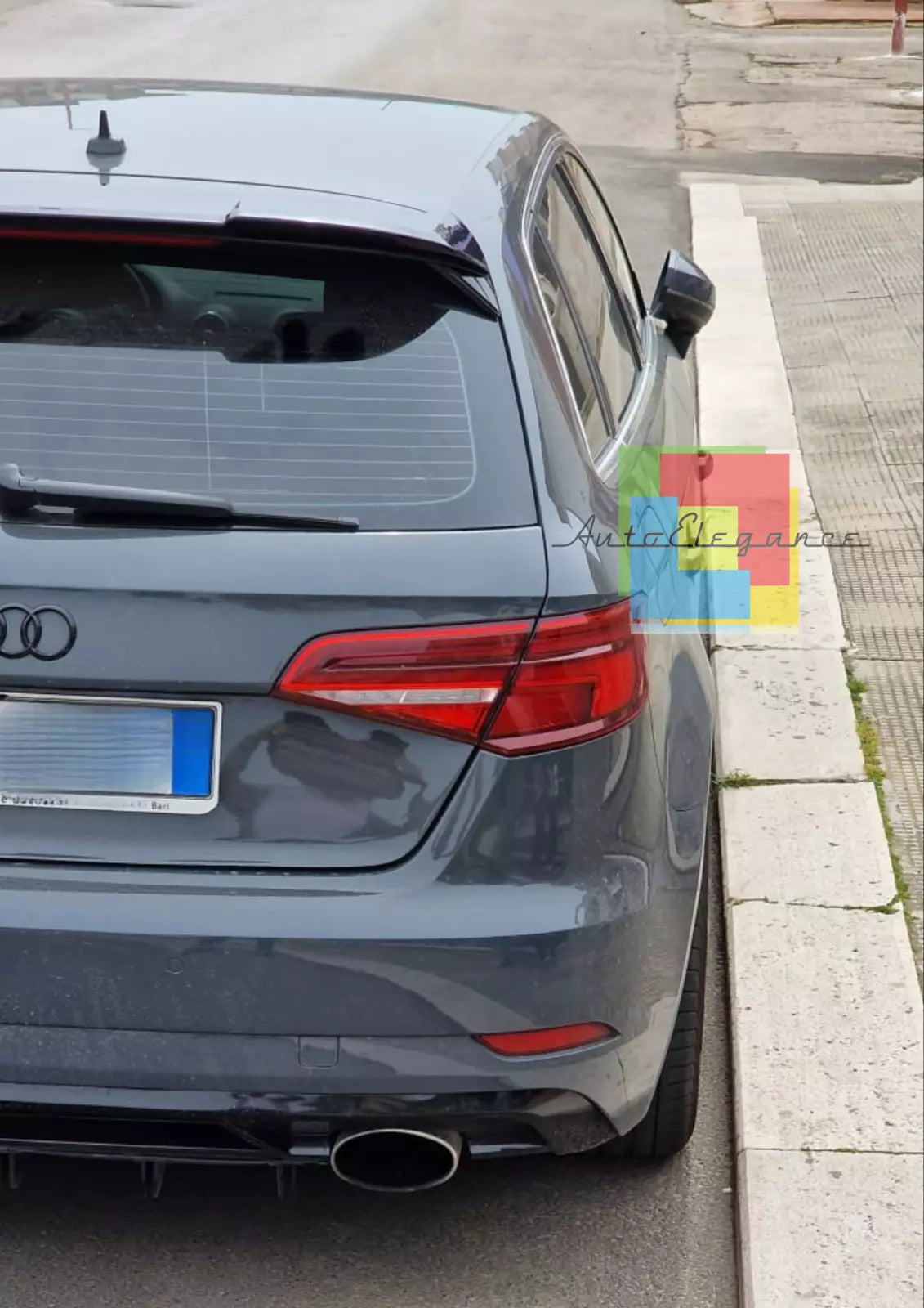0072🔥SPOILER A3 8V 5D SPORTBACK 12-20 STANDARD LOOK RS3 NERO LUCIDO SOLO STAN🔥