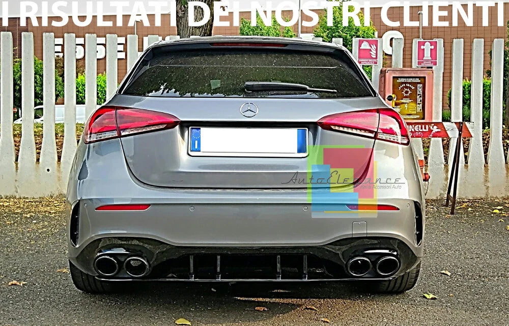 0173💎DIFFUSORE POSTERIORE PER MERCEDES A W177 AMG SOTTO TERMINALI NERI A45S💎