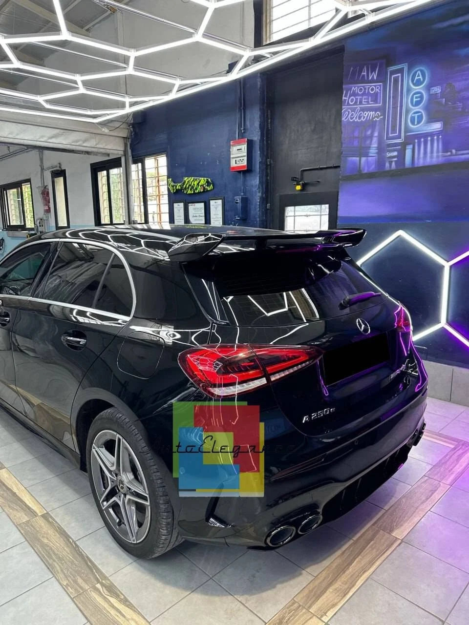 0173💎DIFFUSORE POSTERIORE PER MERCEDES A W177 AMG SOTTO TERMINALI NERI A45S💎