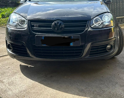 0377🔥FARI ANTERIORI ADATTI A VW GOLF 5 V 03-08 NERI ANGEL EYES BIANCHI A LED🔥