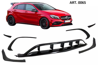 0065⭐ MERCEDES A W176 15-18 SPLITTER PER PARAURTI ANTERIORE AMG A45 ABS NERO ⭐