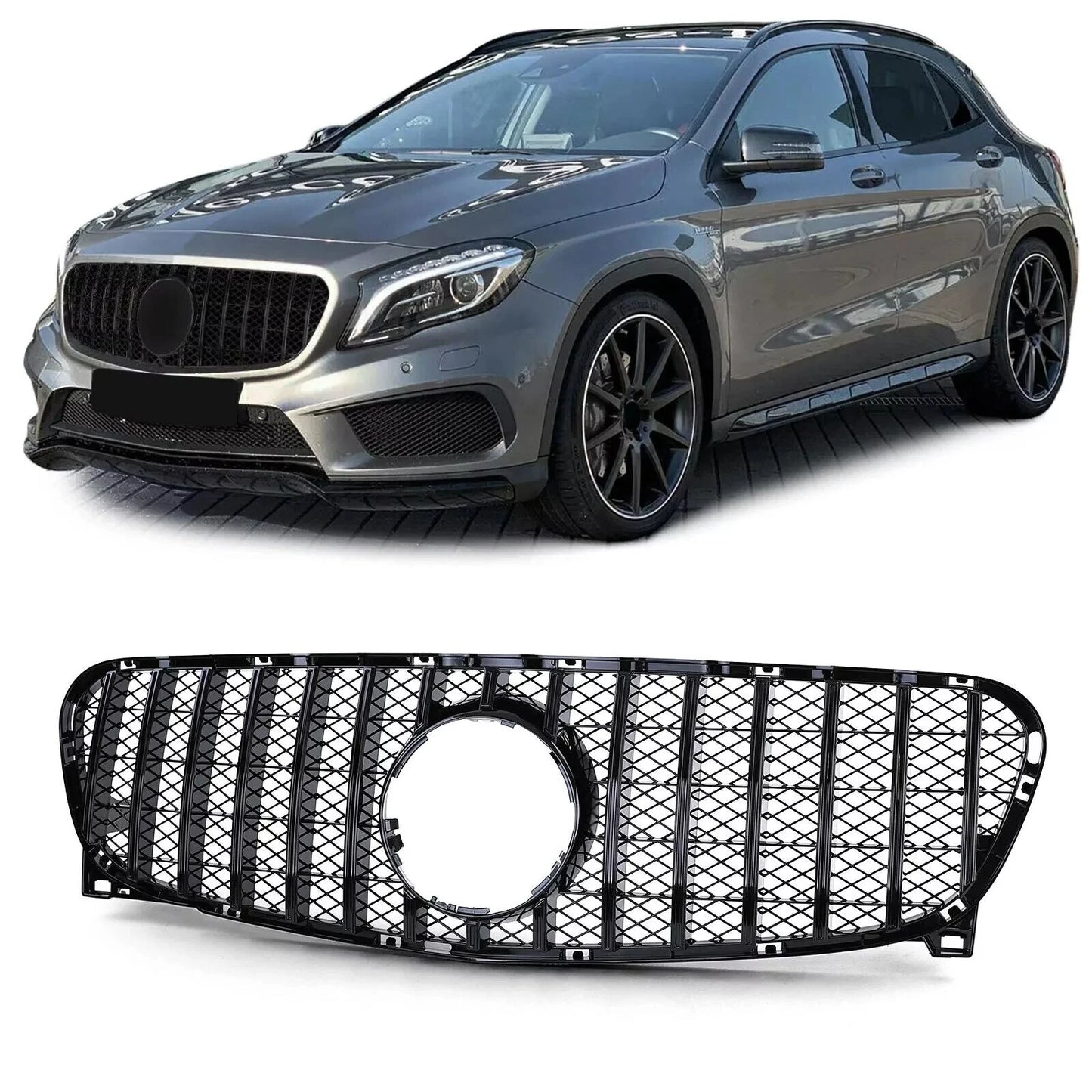 39433💎 GRIGLIA SPORTIVA NERA LUCIDA PER MERCEDES GLA X156 (2013–2016) 💎